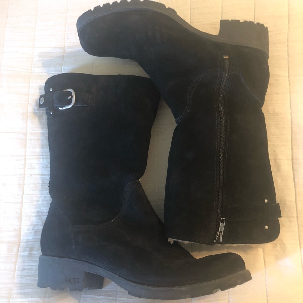 UGG Black side zip heeled boots